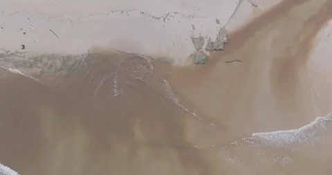 Top down drone shot of sewage water in ocean, Bali Indonesia Stock Footage 267515884