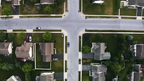 Top down drone shot of a suburban street 库存影片 231454027