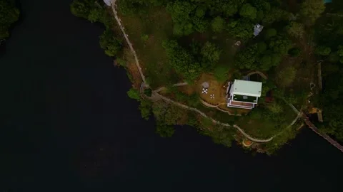 Top Down Drone shot of tropical island Stock Footage 263496845