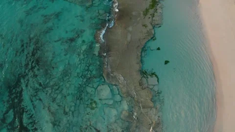 Top down drone shot of tropical beach Stock Footage 345521669