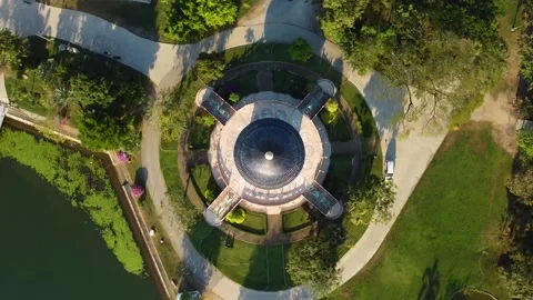 Top Down Drone Spiral Descent Over Thai Temple Kanchanaburi Video stock 331867465