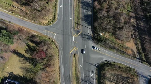 Top-Down Drone Video of a Road Intersection Stock Footage 165996205