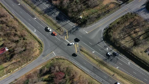 Top-Down Drone Video of a Road Intersection Stock Footage 165996209
