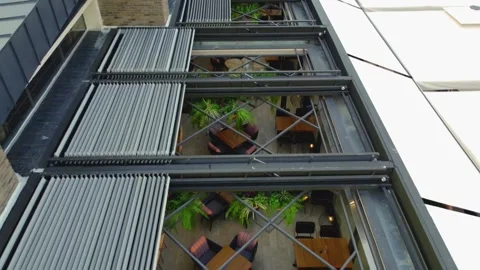 Top-Down Drone View of Architectural Roof Design and Landscaping Stock Footage 314305962