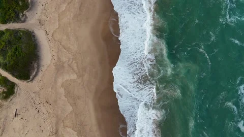 Top-Down Drone View of Beach and Ocean Waves – 4K, Australia Stock Footage 317679502