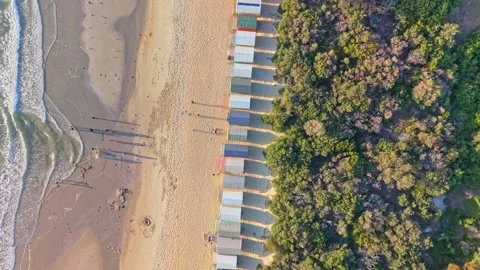 Top Down Drone View of Brighton Beach Houses Melbourne 스톡 동영상 329166294