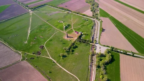 Top Down Drone View of Burana Tower and Archaeological Site Stock Footage 340324505