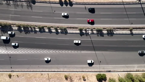 Top-Down Drone View of Busy City Traffic | Urban Aerial Footage Stock Footage 340089157