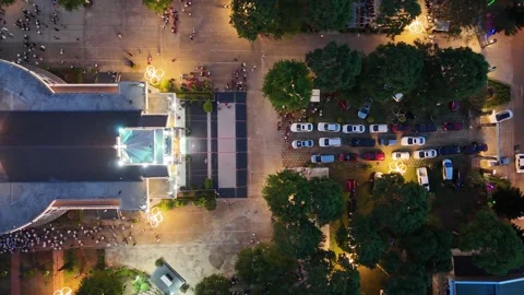 Top-down drone view of Chinh Tam Church and Stations of the Cross 動画素材 337032881