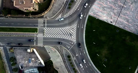 Top Down Drone View of Circular Coastal Road in Porto Portugal Video stock 331129210