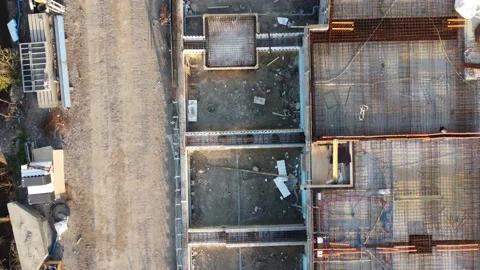 Top Down Drone View On Construction Site With Houses In Development Video stock 151653703
