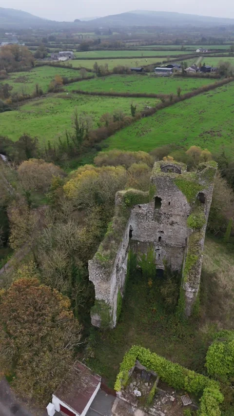 Top Down Drone View of Coonagh Castle, County Limerick, Ireland Stock Footage 330899064