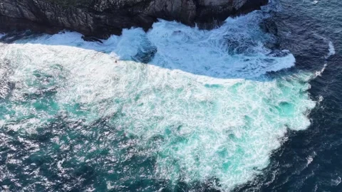 Top-down drone view on crashing waves. Stock Footage 342665791