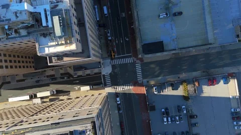 Top Down Drone View of Downtown Wilmington Delaware Street Intersection Stock Footage 335644703