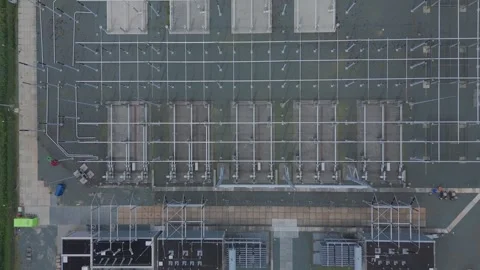 Top down drone view of electrical substation and power grid infrastructure Stock Footage 339684623