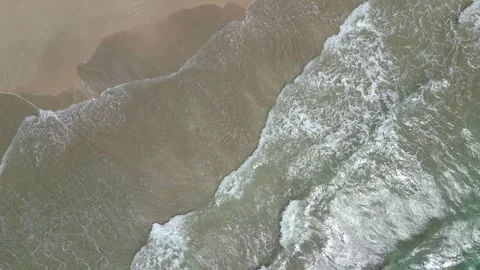 Top-down drone view of foamy waves in Hawaii Stock-Footage 347825795