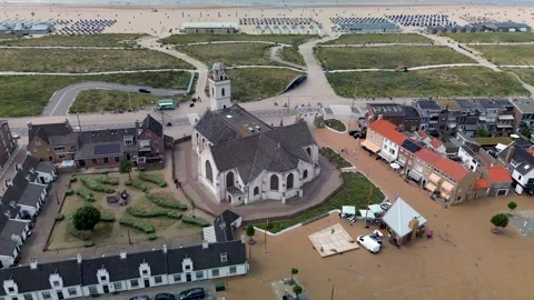 Top-down drone view of a fortress-like historic church with a unique geometric Видео 313944378