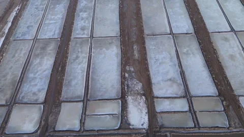 Top Down Drone View of Geometric Salt Evaporation Ponds Stock Footage 338230095