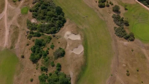 Top Down Drone View of Golfers on Knokke Course | FlyLens 4K Stockbeeldmateriaal 310406618