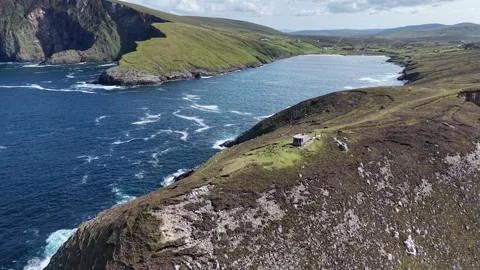 Top down drone view on the headland Eire 63, Ireland Stock Footage 342711210