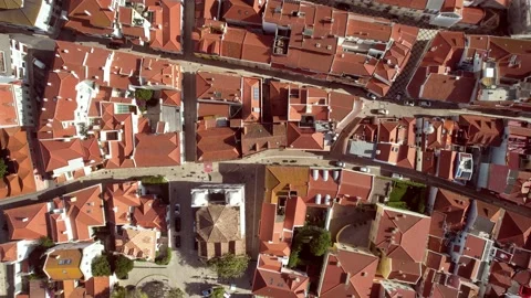 Top down drone view of historic centre of Cascais, Portugal Stock Footage 219739752