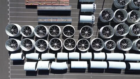 Top Down Drone View of Industrial Turbine Housings Stock-Footage 334902950