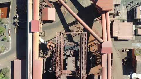 Top Down Drone View of Industrial Steelworks Stock Footage 334903107