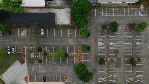 Top Down Drone View of Kerrville Parking Lot and Trees Stock Footage 345146742