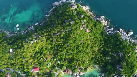 Top Down Drone View of Koh Tao Sandbar and Twin Beaches Vídeo Stock 331867381