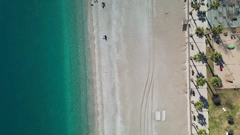 Top-Down Drone View of Konyaaltı Beach, Antalya, Turkey Stock Footage 314372370
