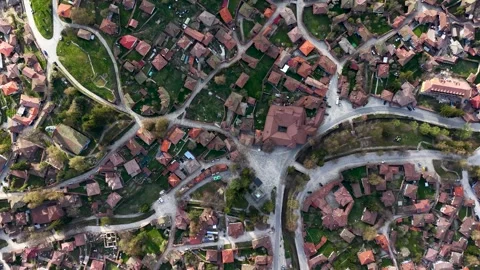Top Down Drone View of Koprivshtitsa in Bulgaria Stock Footage 343411446