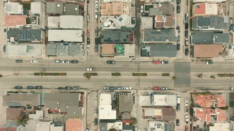 Top down drone view of Long Beach streets and intersections 库存影片 347620995
