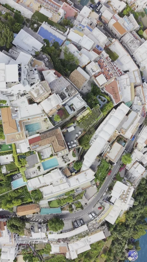 Top Down Drone View of Luxury Rooftops in Positano Italy Vidéo 334682998