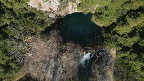 Top-Down Drone View of Natural Spring Kolethra on Evia Island, Greece Stock-Footage 315352682