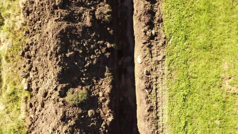 Top down drone view of a new ditch Stock Footage 266299228