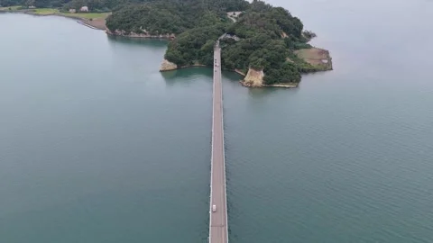 Top-Down Drone View of Notojima Ohashi Bridge Over Nanao Bay, Japan Stock Footage 340265283