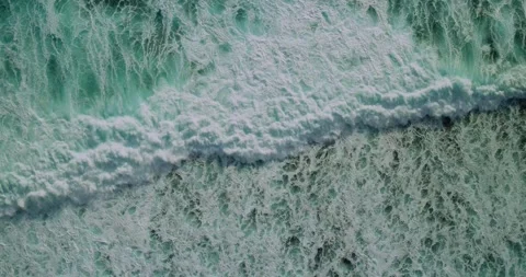 Top Down Drone View of Ocean Waves and Sea Foam Texture 스톡 동영상 331276841