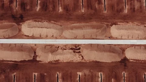 Top Down Drone View of Peat Extraction Patterns in Kaigu Bog, Latvia Stock Footage 341522551
