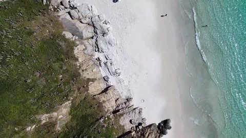 Top-Down Drone View of Pontal do Atalaia Beach, Arraial do Cabo Stock Footage 340017542