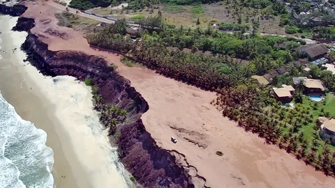 Top-down drone view of Praia de Pipa's coast, Rio Grande do Norte. 스톡 동영상 314401717