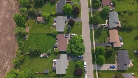Top-down drone view of a quiet rural subdivision in Caledon, Ontario, Canada Stock Footage 325829104