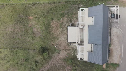 Top Down Drone View Residential Building Under Construction with Metal Roof Vídeos de archivo 331819897