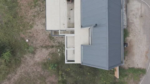 Top Down Drone View Residential Building Under Construction with Grey Metal.. Vídeos de archivo 331819902