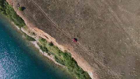 Top-Down Drone View of Rocky Coast and Cliffs at Kaliakra, 2019 Stock Footage 324531429