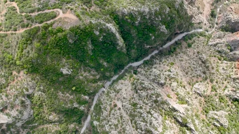 Top Down Drone View of Rocky Gorge in Greece Stock Footage 336563650