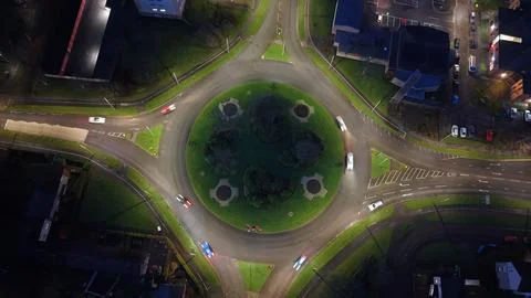 Top-Down Drone View of Roundabouts in Glenrothes, Fife, Scotland 3 Stock Photos
