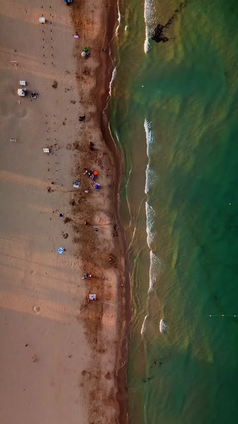 Top-down drone view of San Juan beach shoreline Stock Footage 311065029