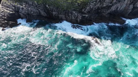Top-down drone view showing picturesque blue waves. Stock Footage 342664539