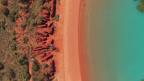 Top-Down Drone View of Simpson Beach, Broome, Western Australia Stock Footage 340598764