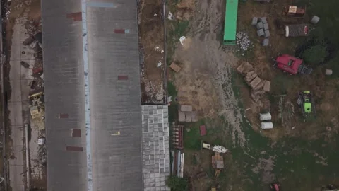 Top Down Drone View of Small Livestock Farm in Kaplna Stock Footage 341360862